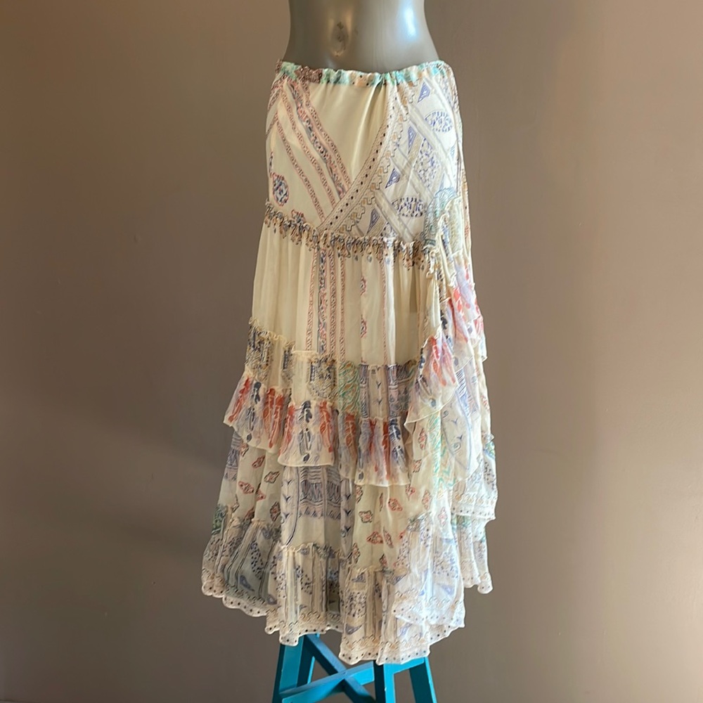 Etro silk skirt layers hippy slit side EU sz 46 would fit up to a large …